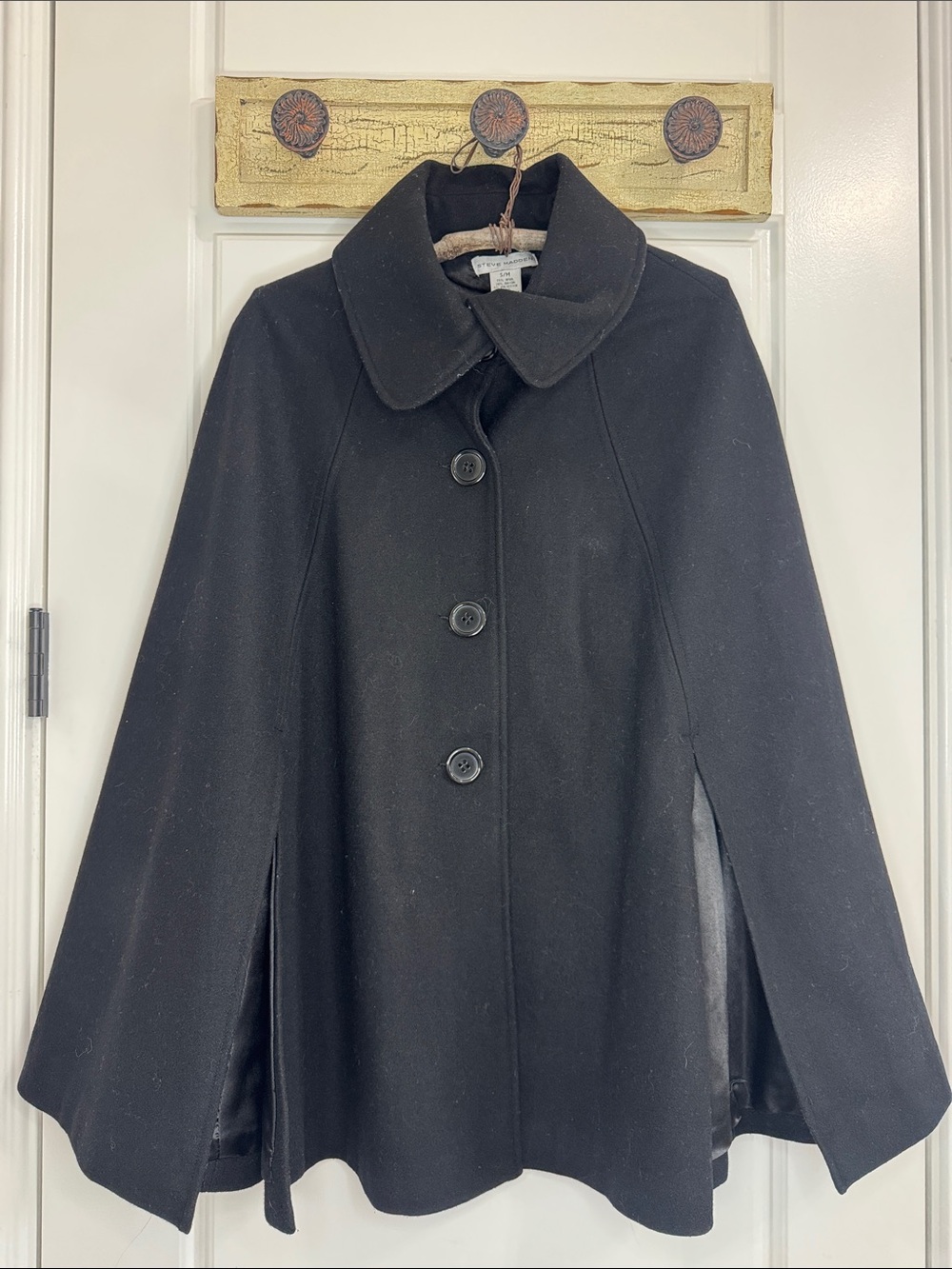 💕 STEVE MADDEN Black Swing Cape Coat | Dark Academia | Mod Poncho S/M